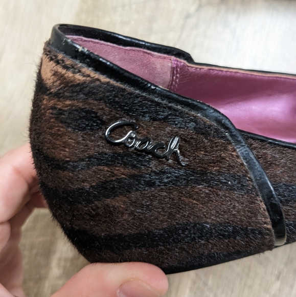 Coach Poppy Calf Fur Ballet Flats Brown and black Zebra Print - Picture 3 of 11